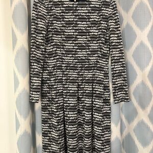 Tommy Hilfiger Black and White Patterned Long Sleeve Dress